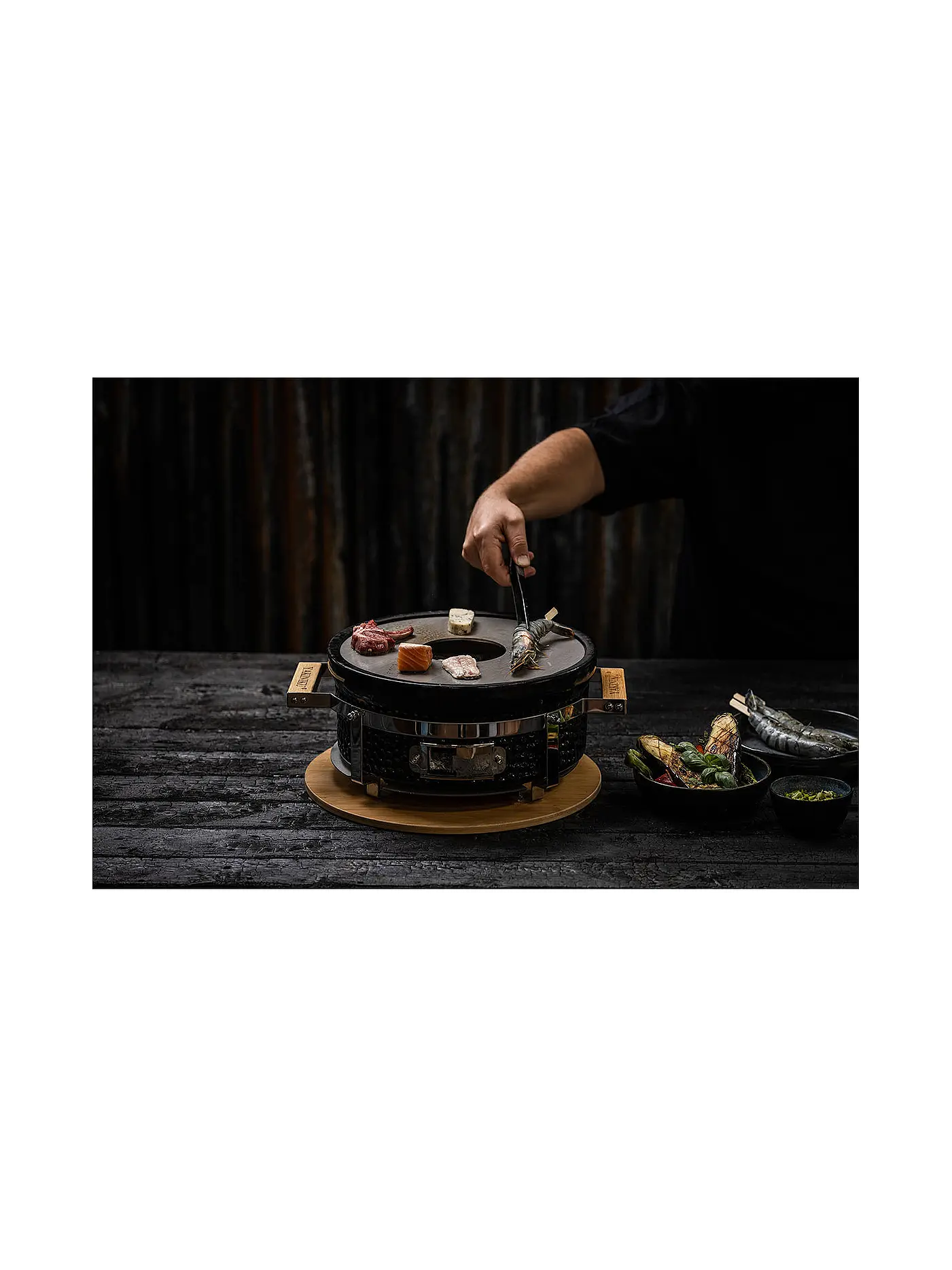 YAKINIKU | Holzkohlegrill Shichirin rund Keramik/Edelstahl Schwarz 30cm | 